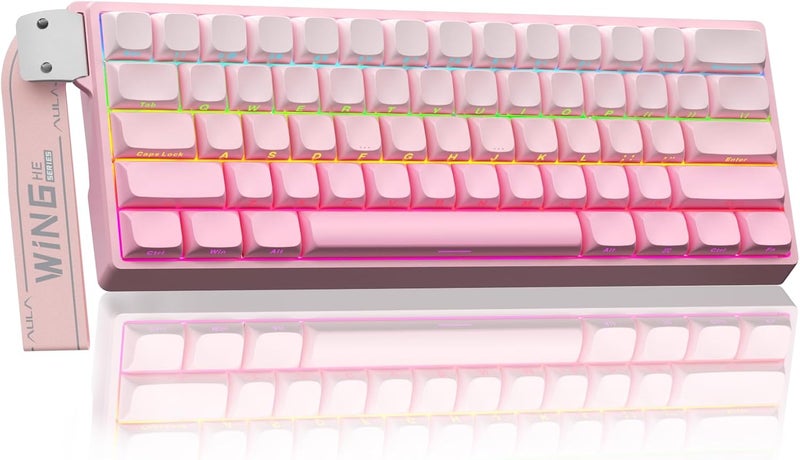 CORBOBO Aula WIN60 HE - 60% Mechanical Gaming Keyboard Wired, Hall Effect Magnetic Switch Hot Swappable,8000 Hz Polling Rate, RGB Keyboard 60 Percent Compact Design for PC (Gradient Pink) - Image 1